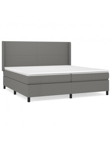 Giroletto a Molle con Materasso Grigio Scuro 200x200 cm Tessuto