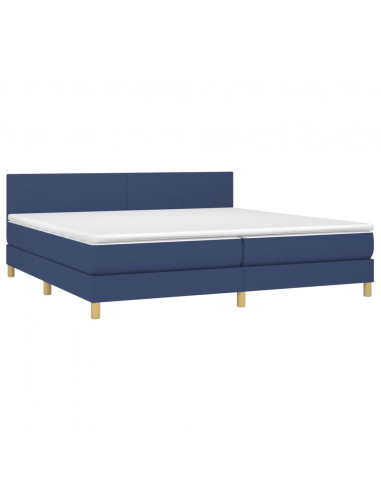 Letto a Molle Materasso e LED Blu 200x200cm in Tessuto