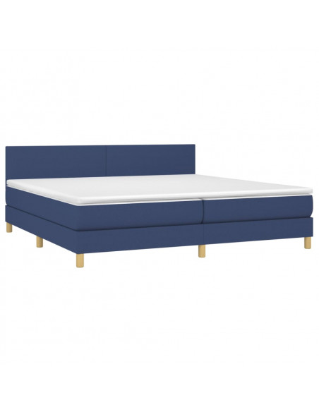 Letto a Molle Materasso e LED Blu 200x200cm in Tessuto