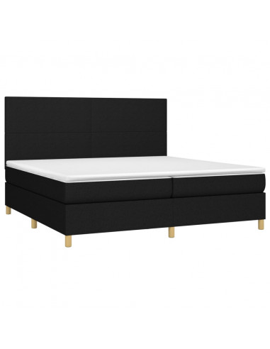 Letto a Molle Materasso e LED Nero 200x200cm in Tessuto
