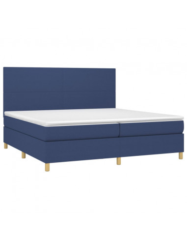 Letto a Molle Materasso e LED Blu 200x200cm in Tessuto