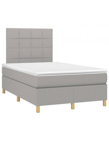 Letto a Molle Materasso e LED Grigio Chiaro 120x200 cm Tessuto