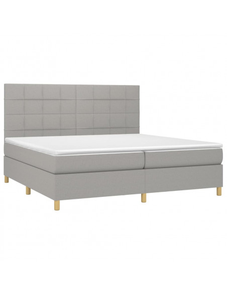 Letto a Molle Materasso e LED Grigio Chiaro 200x200 cm Tessuto