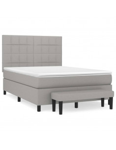 Giroletto a Molle con Materasso Grigio Chiaro 140x190cm Tessuto 2