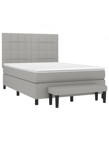 Giroletto a Molle con Materasso Grigio Chiaro 140x200cm Tessuto