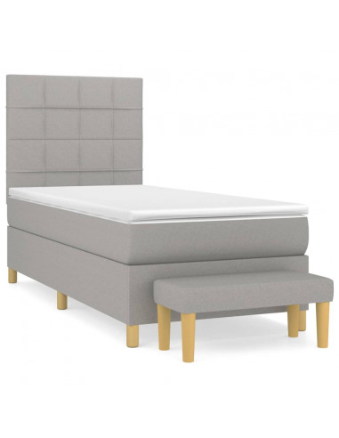 Giroletto a Molle con Materasso Grigio Chiaro100x200 cm Tessuto