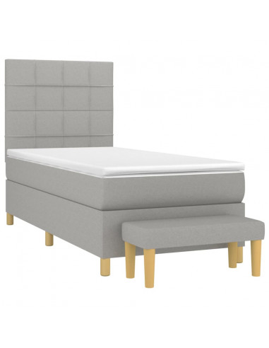 Giroletto a Molle con Materasso Grigio Chiaro100x200 cm Tessuto