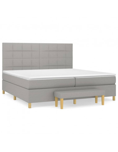 Giroletto a Molle con Materasso Grigio Chiaro 200x200cm Tessuto