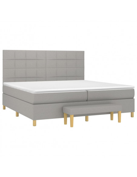 Giroletto a Molle con Materasso Grigio Chiaro 200x200cm Tessuto