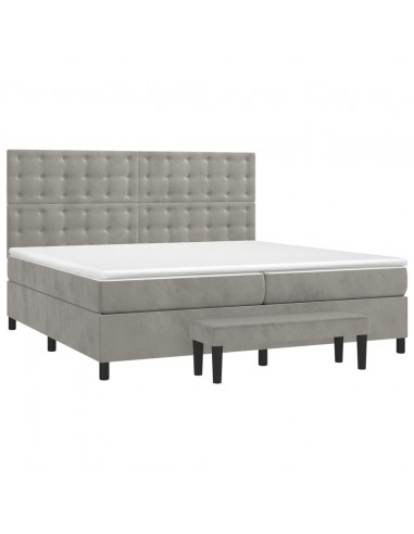 Giroletto a Molle con Materasso Grigio Chiaro 200x200cm Velluto