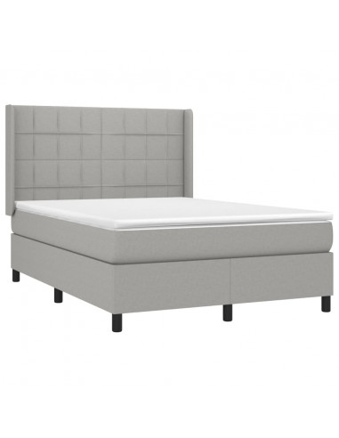 Letto a Molle Materasso e LED Grigio Chiaro 140x200 cm Tessuto