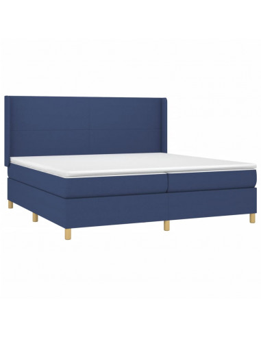 Letto a Molle Materasso e LED Blu 200x200cm in Tessuto