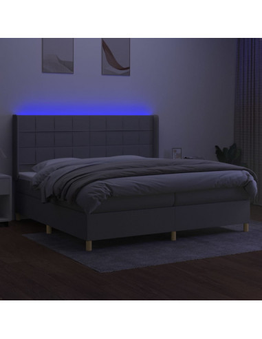 Letto a Molle Materasso e LED Grigio Chiaro 200x200 cm Tessuto