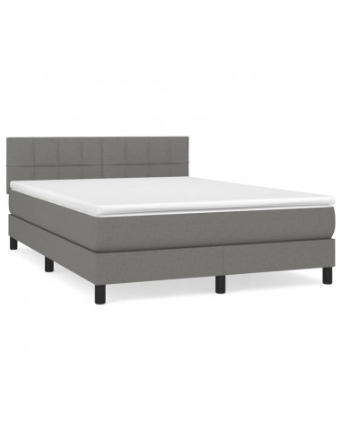 Giroletto a Molle con Materasso Grigio Scuro 140x190 cm Tessuto