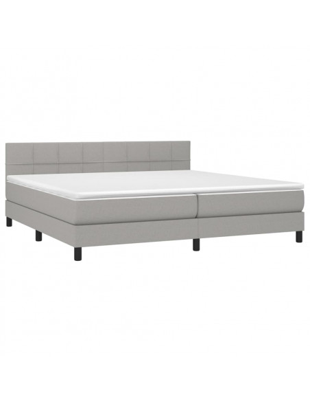 Giroletto a Molle con Materasso Grigio Chiaro 200x200cm Tessuto