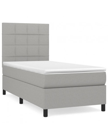 Giroletto a Molle con Materasso Grigio Chiaro100x200 cm Tessuto