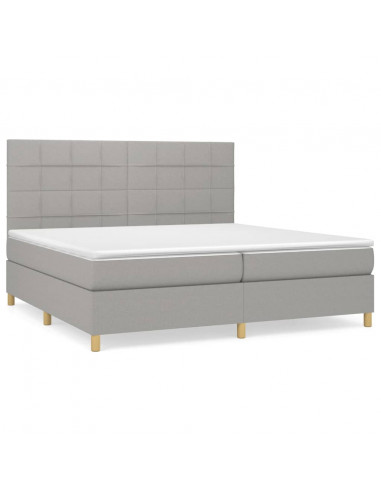 Giroletto a Molle con Materasso Grigio Chiaro 200x200cm Tessuto