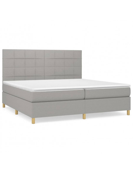 Giroletto a Molle con Materasso Grigio Chiaro 200x200cm Tessuto