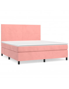 Giroletto a Molle con Materasso Rosa 180x200 cm in Velluto 2