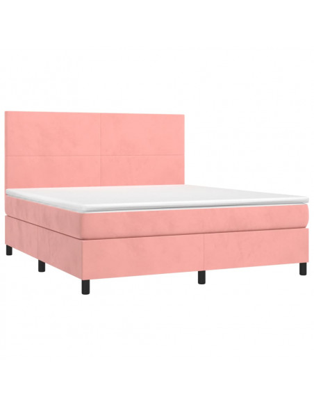 Giroletto a Molle con Materasso Rosa 180x200 cm in Velluto