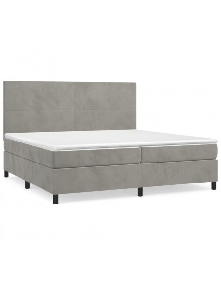 Giroletto a Molle con Materasso Grigio Chiaro 200x200cm Velluto