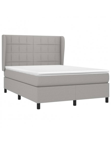 Giroletto a Molle con Materasso Grigio Chiaro 140x190cm Tessuto
