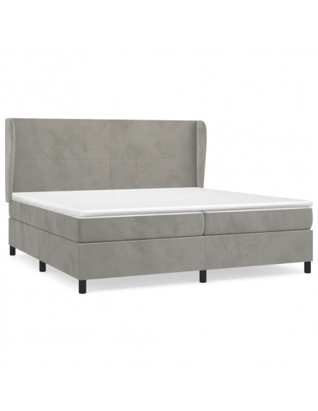 Giroletto a Molle con Materasso Grigio Chiaro 200x200cm Velluto
