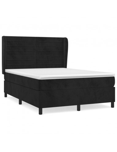 Giroletto a Molle con Materasso Nero 140x200 cm in Velluto