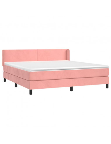 Giroletto a Molle con Materasso Rosa 180x200 cm in Velluto