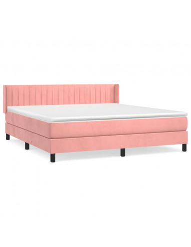 Giroletto a Molle con Materasso Rosa 160x200 cm in Velluto