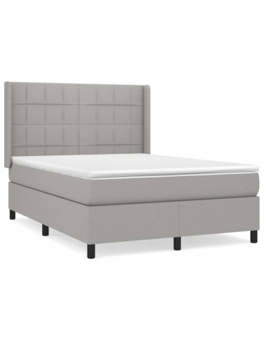 Giroletto a Molle con Materasso Grigio Chiaro 140x190cm Tessuto