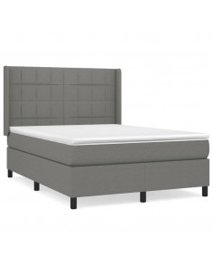 Giroletto a Molle con Materasso Grigio Scuro 140x190 cm Tessuto 2