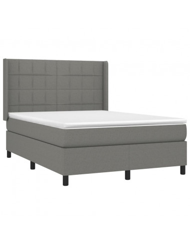 Giroletto a Molle con Materasso Grigio Scuro 140x190 cm Tessuto