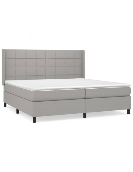 Giroletto a Molle con Materasso Grigio Chiaro 200x200cm Tessuto