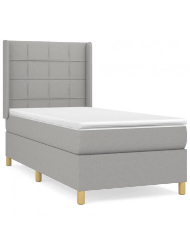 Giroletto a Molle con Materasso Grigio Chiaro100x200 cm Tessuto