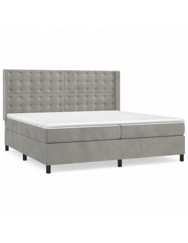 Giroletto a Molle con Materasso Grigio Chiaro 200x200cm Velluto