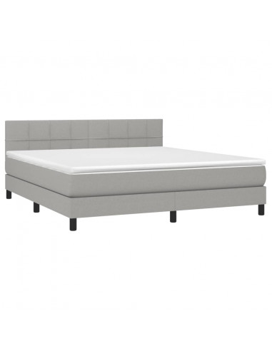 Letto a Molle Materasso e LED Grigio Chiaro 180x200 cm Tessuto