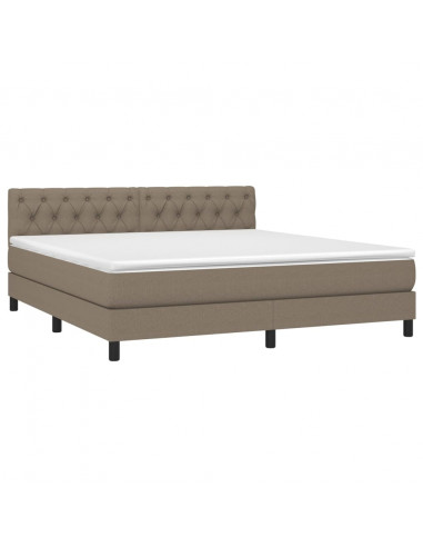 Letto a Molle con Materasso e LED Tortora 160x200 cm in Tessuto