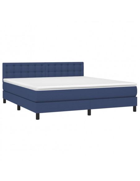 Letto a Molle con Materasso e LED Blu 160x200 cm in Tessuto