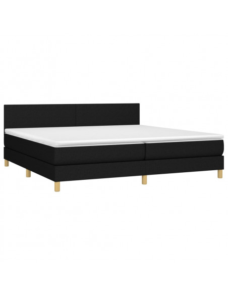 Letto a Molle Materasso e LED Nero 200x200cm in Tessuto