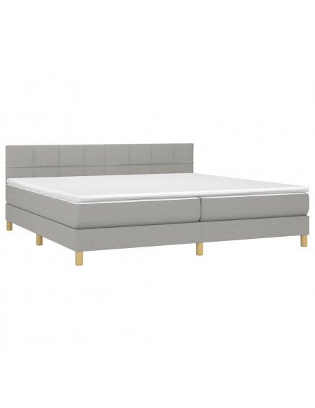 Letto a Molle Materasso e LED Grigio Chiaro 200x200 cm Tessuto