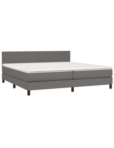 Giroletto Molle con Materasso e LED Grigio 200x200cm Similpelle