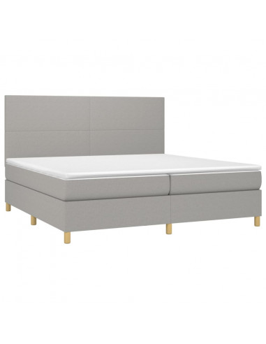 Letto a Molle Materasso e LED Grigio Chiaro 200x200 cm Tessuto
