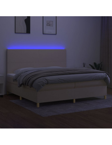 Letto a Molle Materasso e LED bianco 200x200cm in Tessuto