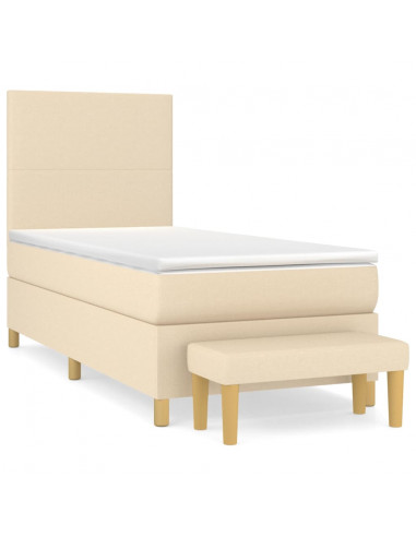 Giroletto a Molle con Materasso Crema 100x200 cm in Tessuto