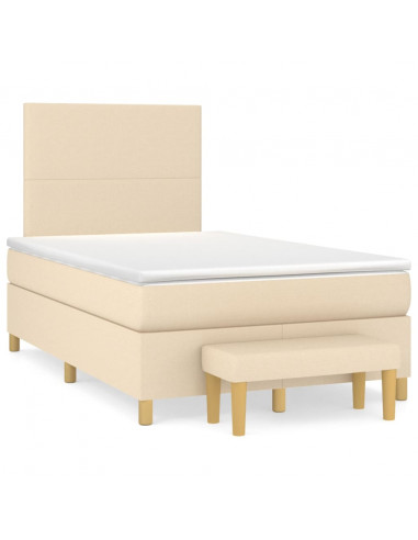 Giroletto a Molle con Materasso Crema 120x200 cm in Tessuto
