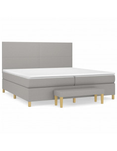 Giroletto a Molle con Materasso Grigio Chiaro 200x200cm Tessuto 2