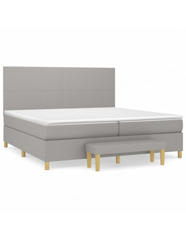 Giroletto a Molle con Materasso Grigio Chiaro 200x200cm Tessuto