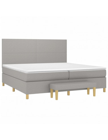 Giroletto a Molle con Materasso Grigio Chiaro 200x200cm Tessuto