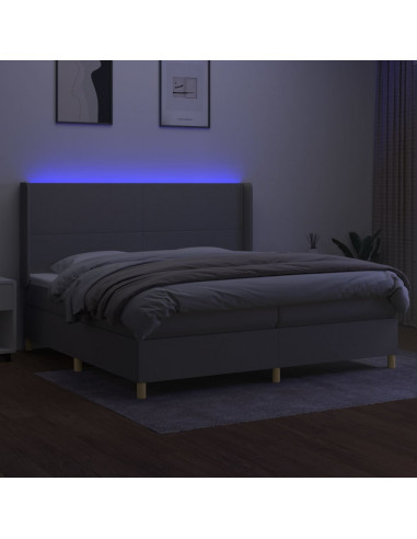 Letto a Molle Materasso e LED Grigio Chiaro 200x200 cm Tessuto